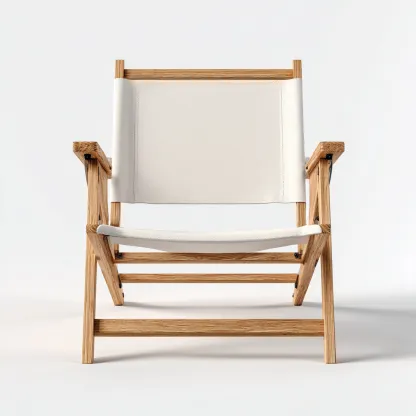 Fauteuil de jardin en bois et toile 60x75x85 cm - blanc-naturel - style minimaliste-Bambooupio