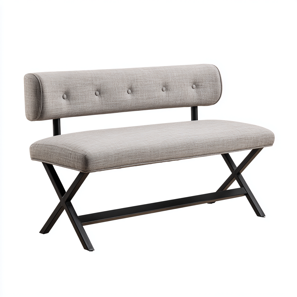 Banc de lit rembourré 110x45x75 cm - tissu beige-noir - design moderne pour chambre-Bambooupio