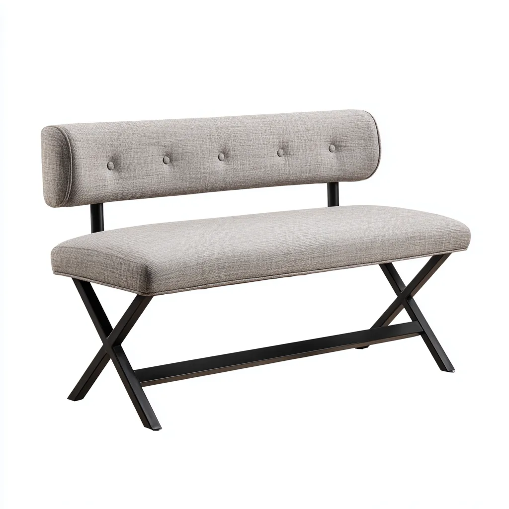 Banc de lit rembourré 110x45x75 cm - tissu beige-noir - design moderne pour chambre-Bambooupio
