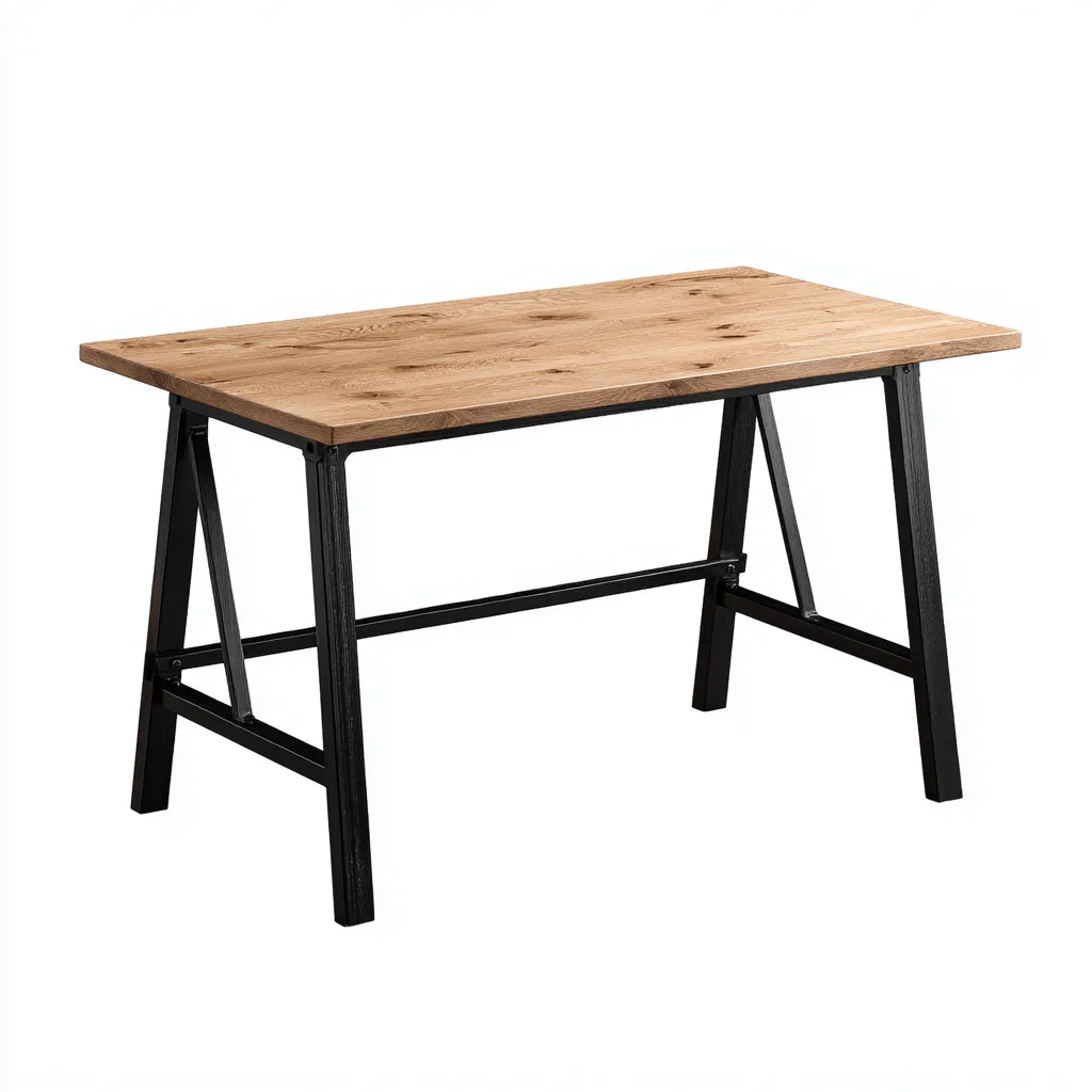 Bureau bois et métal 120x60x75 cm bois-noir - style industriel - pour bureau-Bambooupio