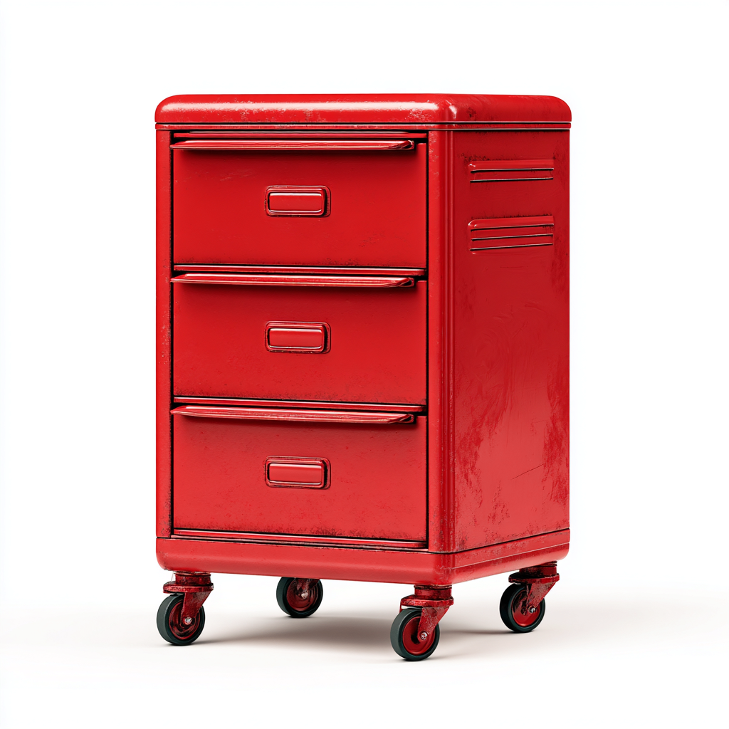 Armoire de bureau Métal 45x40x75 cm Rouge Style industriel-Bambooupio