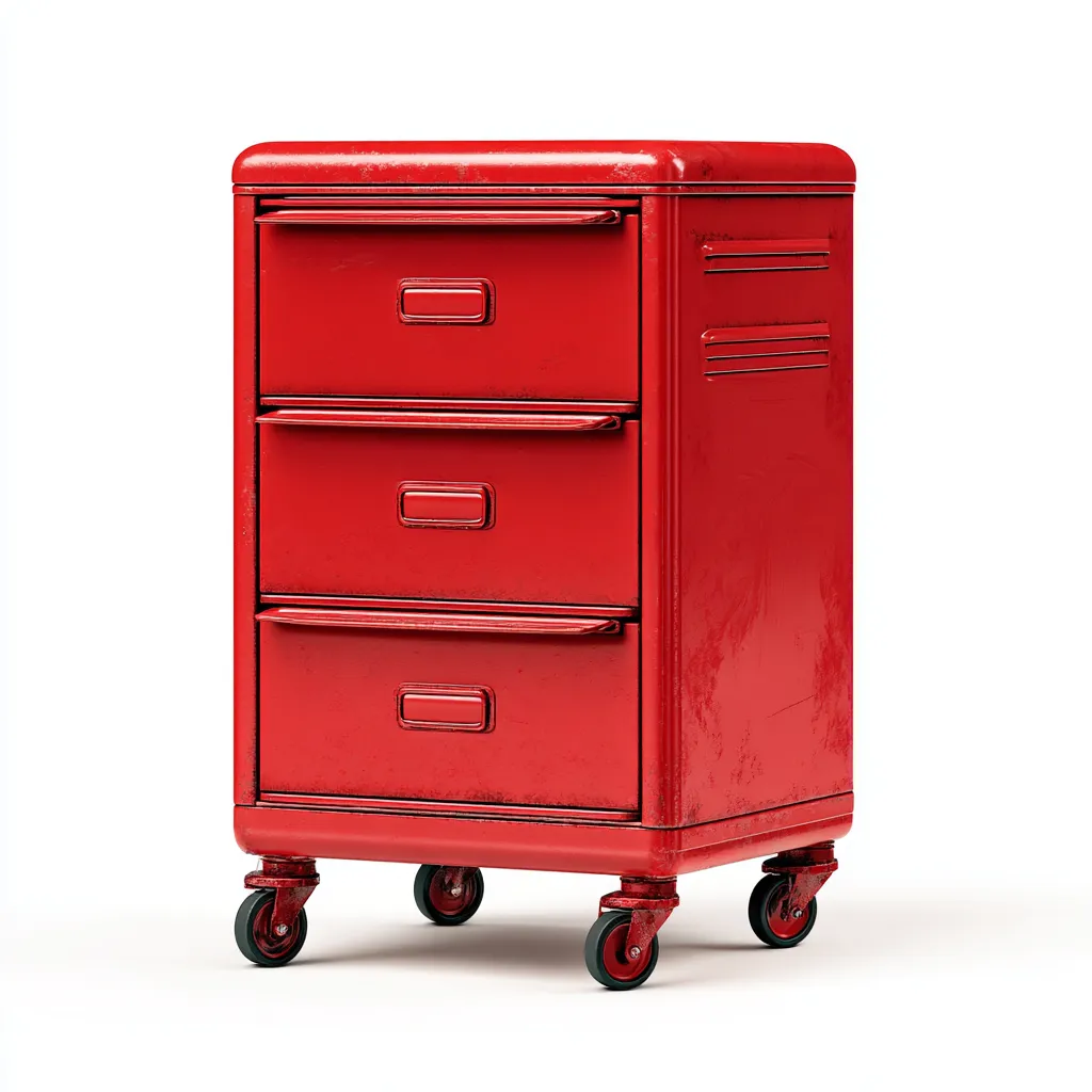 Armoire de bureau Métal 45x40x75 cm Rouge Style industriel-Bambooupio