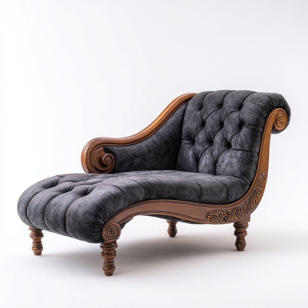 Chaise longue tissu bois 170x75x95 cm - gris foncé - adapté au salon style classique-Dengetnest