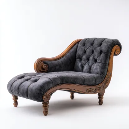 Chaise longue tissu bois 170x75x95 cm - gris foncé - adapté au salon style classique-Dengetnest