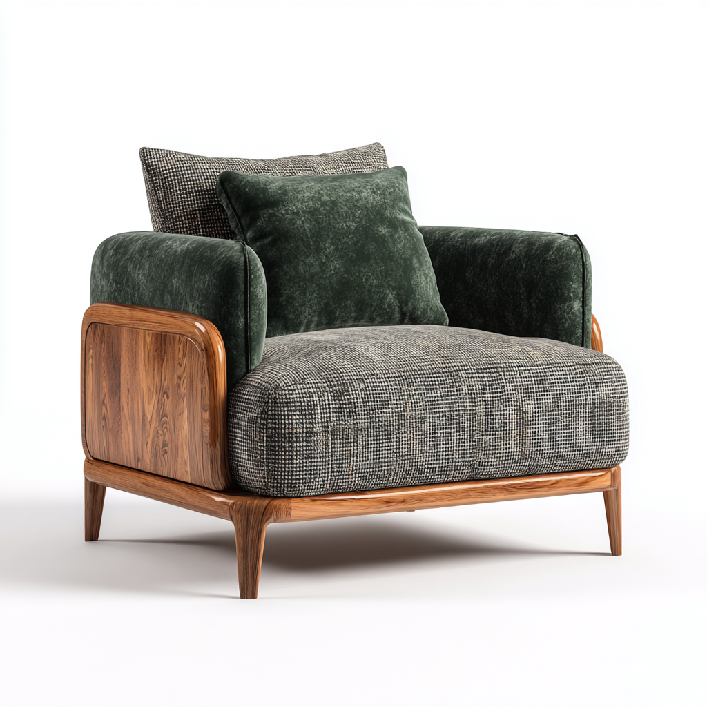 Fauteuil tissu 90x88x85 cm - vert-gris - adapté au salon - style moderne-Dengetnest