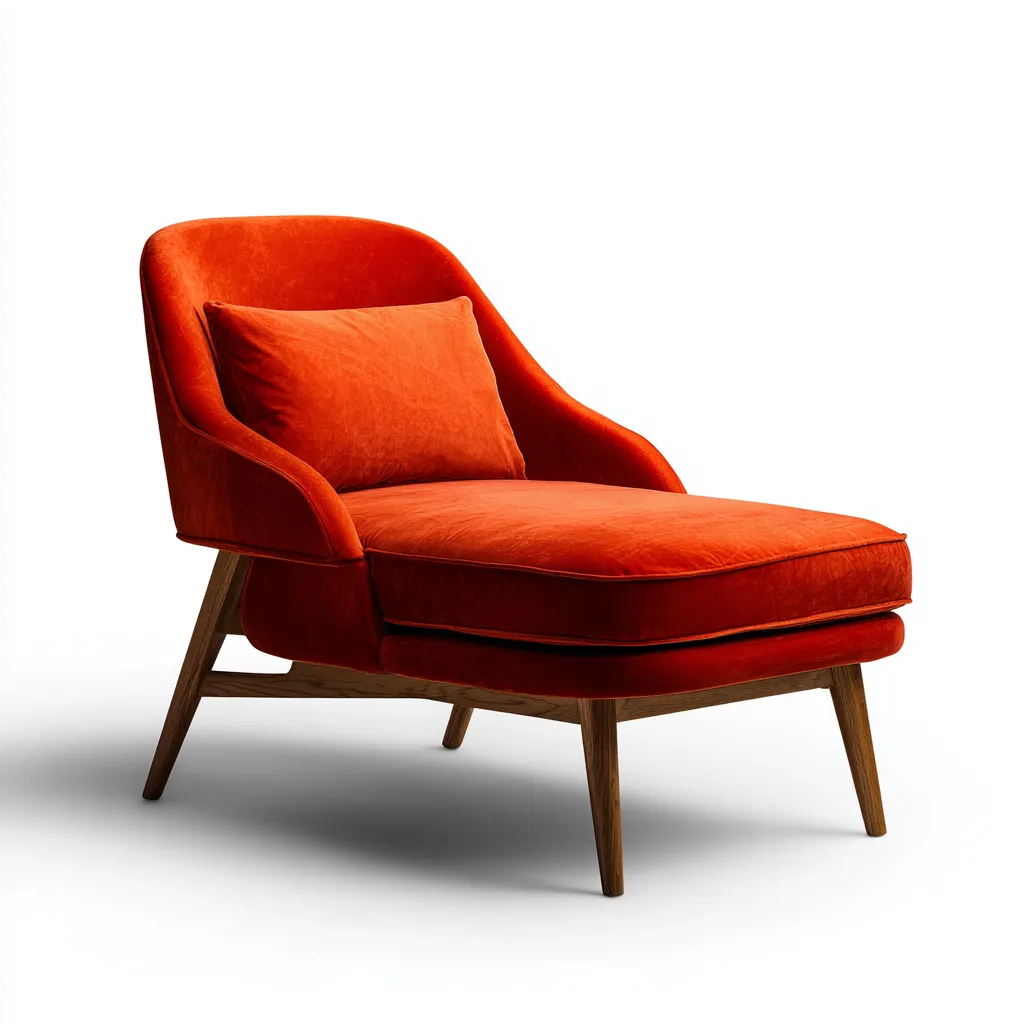 Chaise longue tissu velours 165x75x90 cm - orange - adapté au salon style moderne-Dengetnest