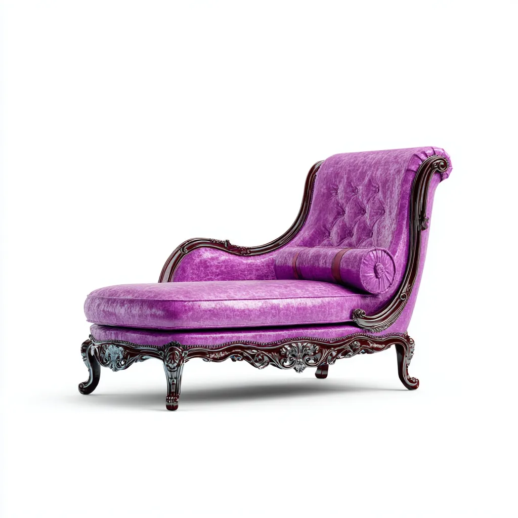 Chaise longue tissu velours 175x75x95 cm - violet - adapté au salon style classique-Dengetnest