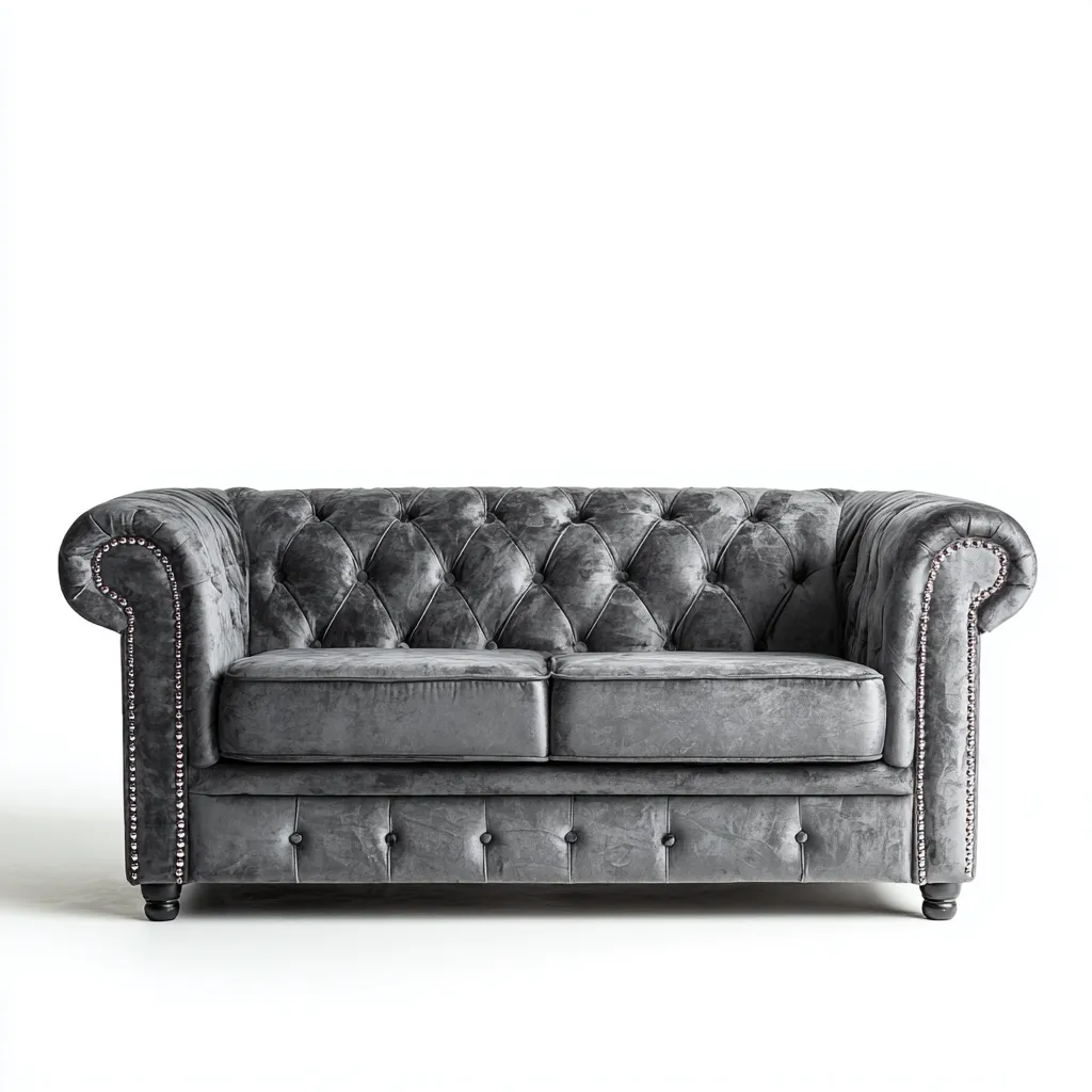 Canapé droit tissu velours 190x95x80 cm - gris foncé - adapté au salon style classique-Dengetnest