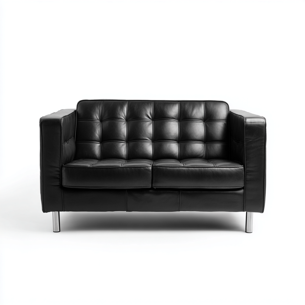 Canapé droit cuir 150x80x85 cm - noir - adapté au salon style moderne-Dengetnest