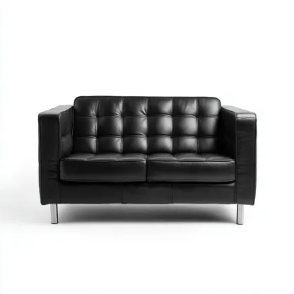 Canapé droit cuir 150x80x85 cm - noir - adapté au salon style moderne-Dengetnest