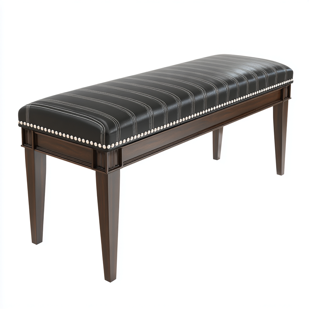 Banc de lit simili cuir 100x40x50 cm - noir - marron - adapté à la chambre - design classique-Dengetnest