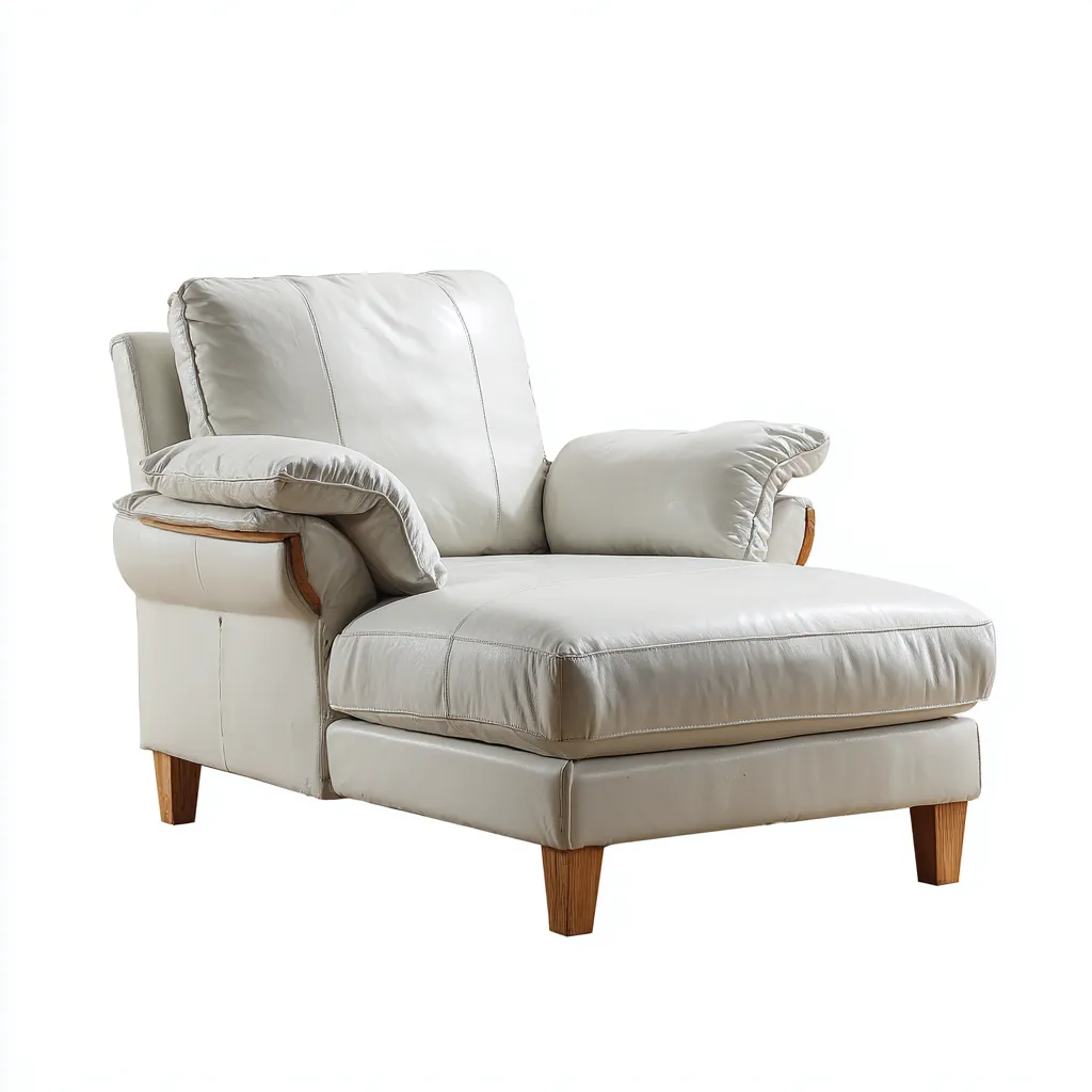 Chaise longue cuir 165x85x90 cm - blanc - adapté au salon style moderne-Dengetnest