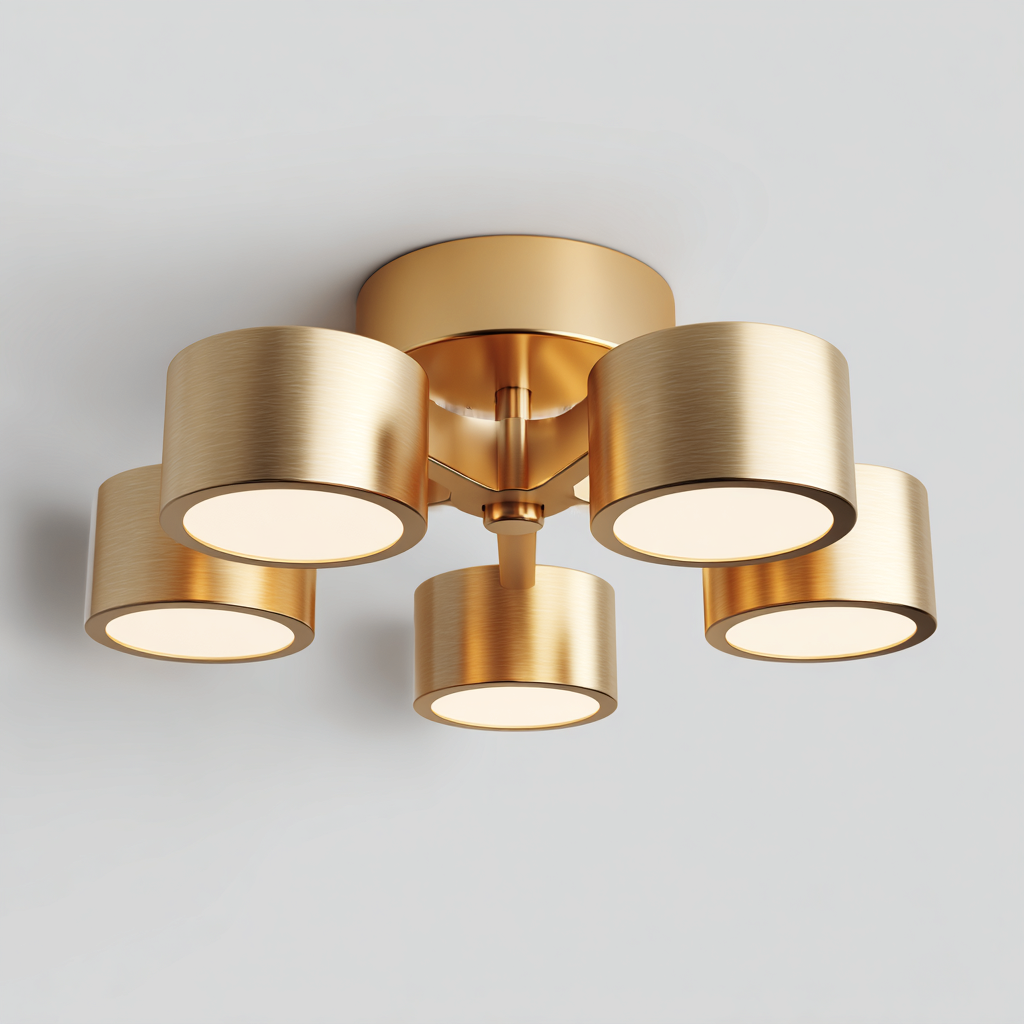 Plafonnier métal 48x48x18 cm doré adapté pour salon design moderne-Dengetnest