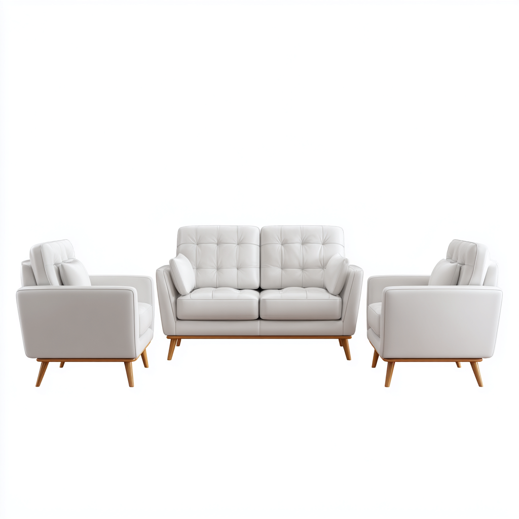 Canapé modulable en cuir 165x90x88 cm - blanc - adapté au salon - style moderne-Dengetnest