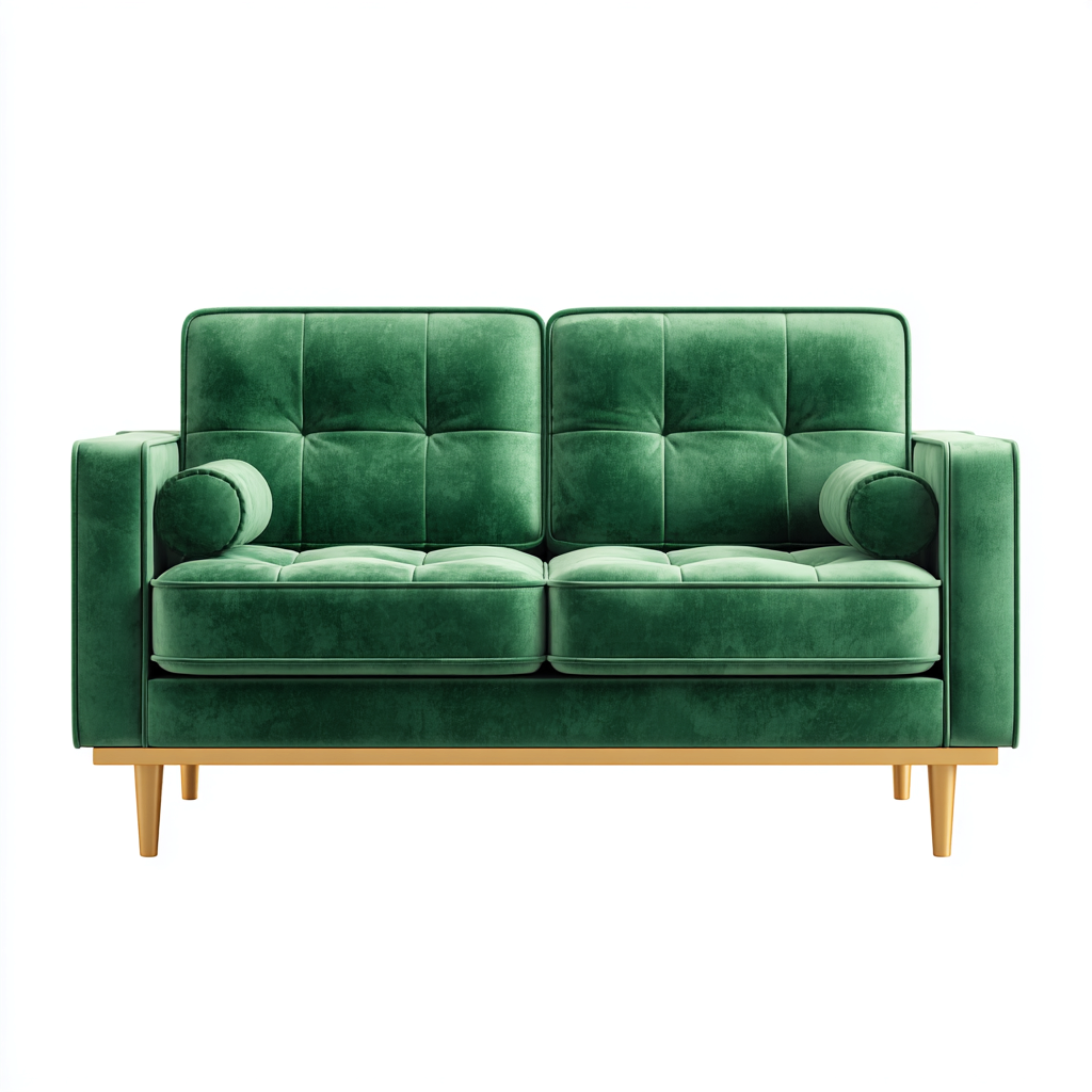 Canapé droit velours 135x80x85 cm - vert émeraude - adapté au salon style moderne-Dengetnest