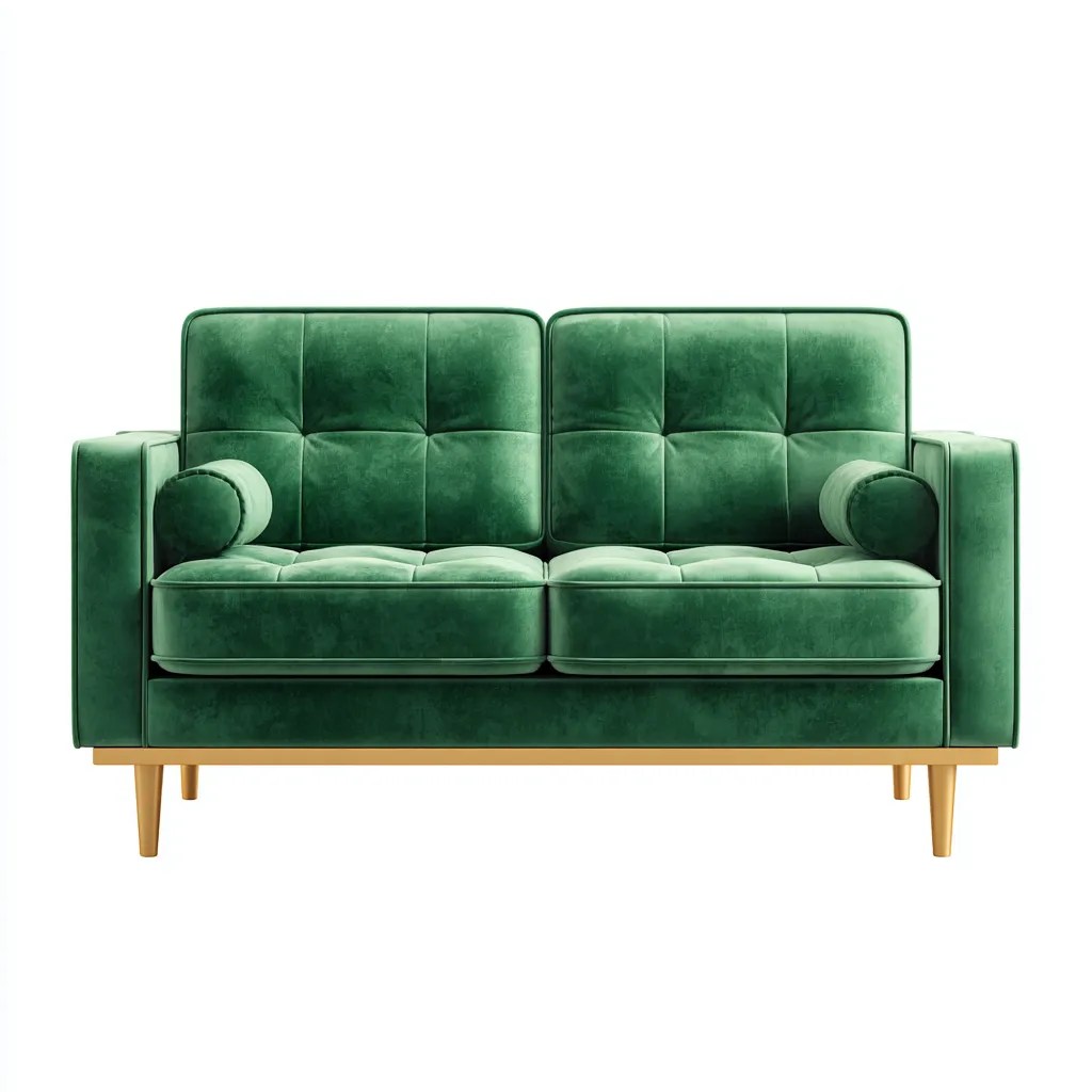 Canapé droit velours 135x80x85 cm - vert émeraude - adapté au salon style moderne-Dengetnest