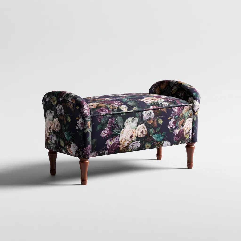 Banc de lit tissu 110x45x55 cm - multicolore - adapté à la chambre - avec rangement - design classique-Dengetnest