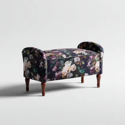 Banc de lit tissu 110x45x55 cm - multicolore - adapté à la chambre - avec rangement - design classique-Dengetnest