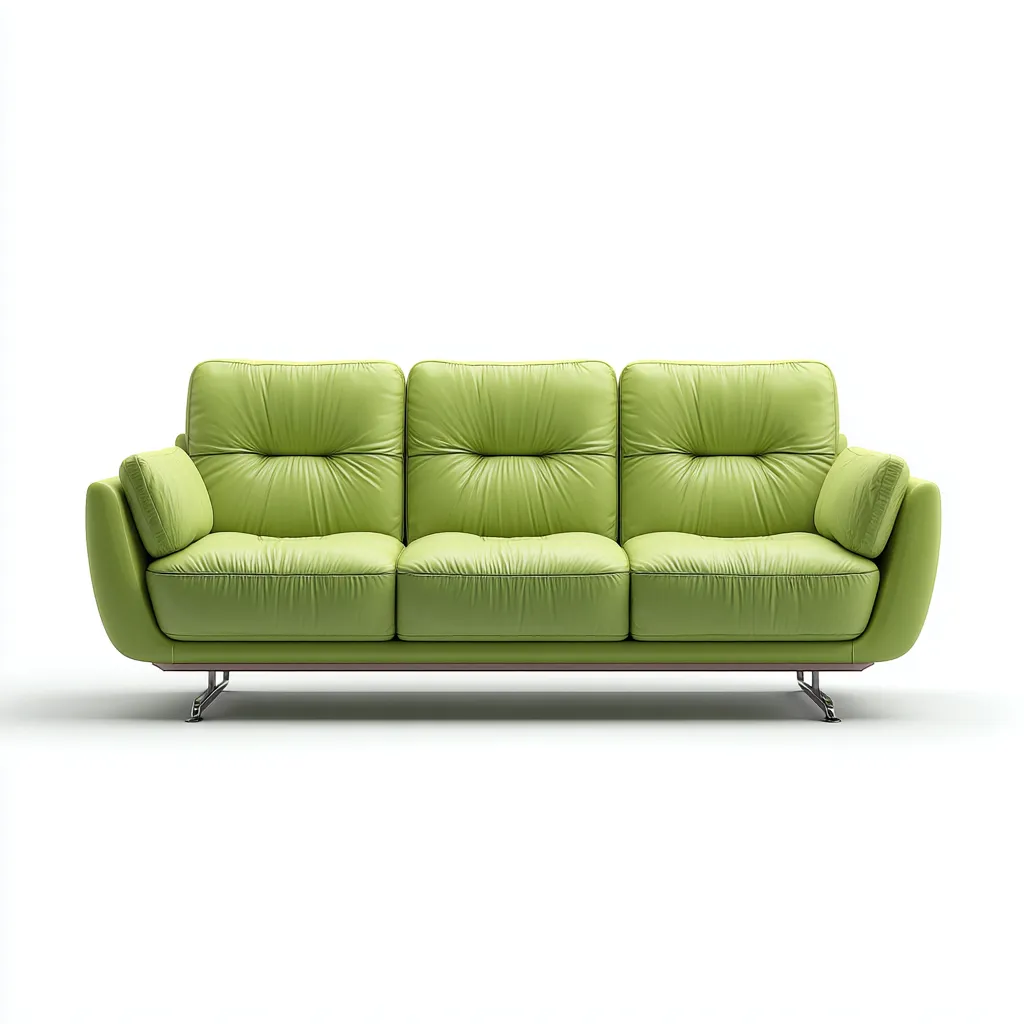 Canapé droit cuir 210x90x85 cm - vert - adapté au salon style moderne-Dengetnest