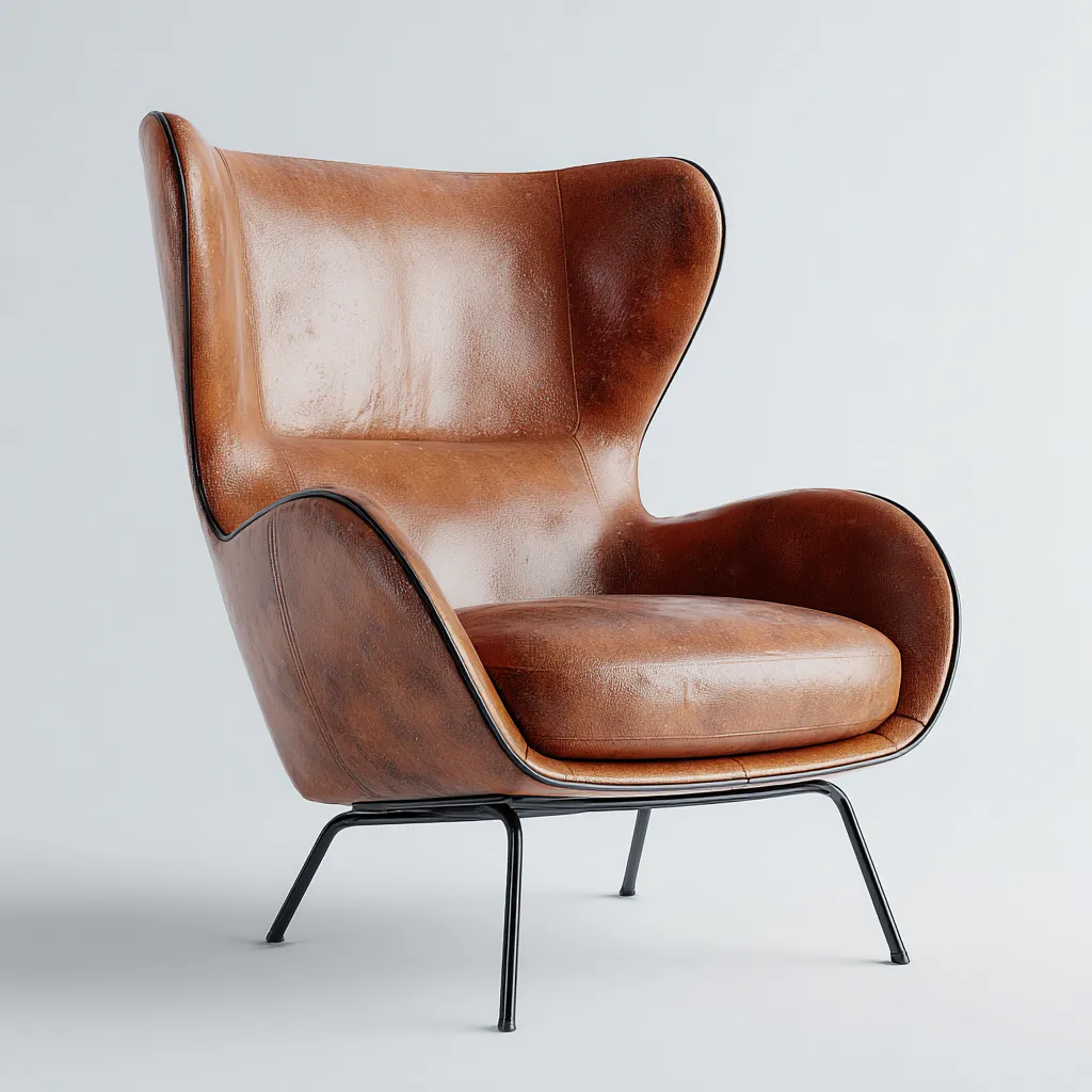 Fauteuil cuir 88x82x105 cm - marron - adapté au salon - style moderne-Dengetnest