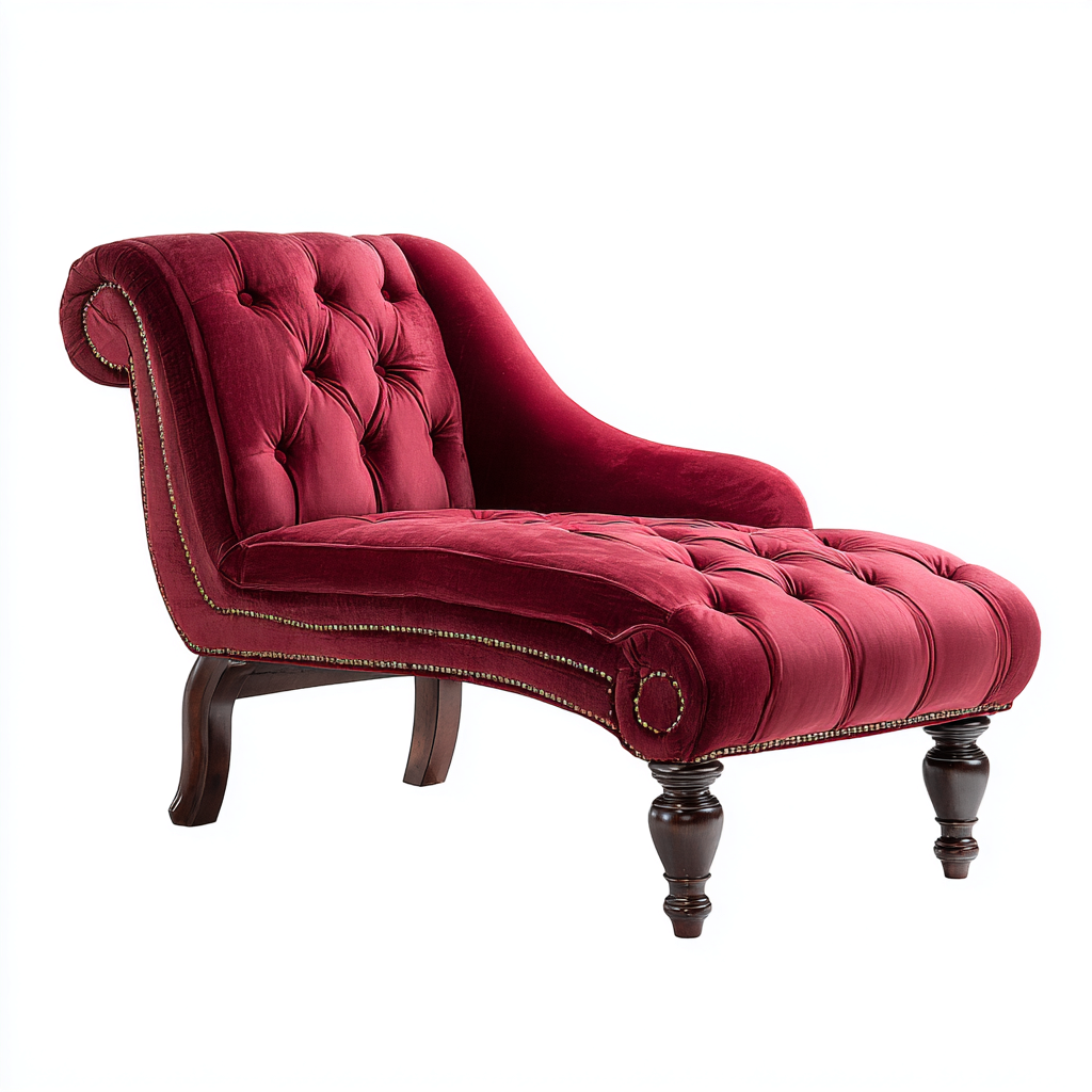 Chaise longue tissu velours 175x80x95 cm - rouge bordeaux - adapté au salon style classique-Dengetnest