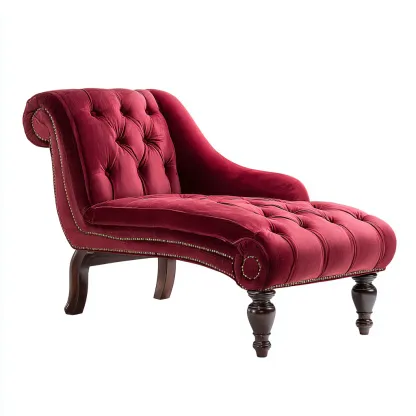 Chaise longue tissu velours 175x80x95 cm - rouge bordeaux - adapté au salon style classique-Dengetnest