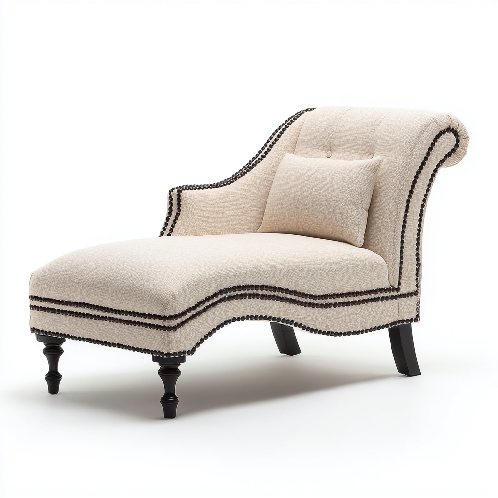 Chaise longue tissu 170x75x90 cm - beige - adapté au salon style classique-Dengetnest