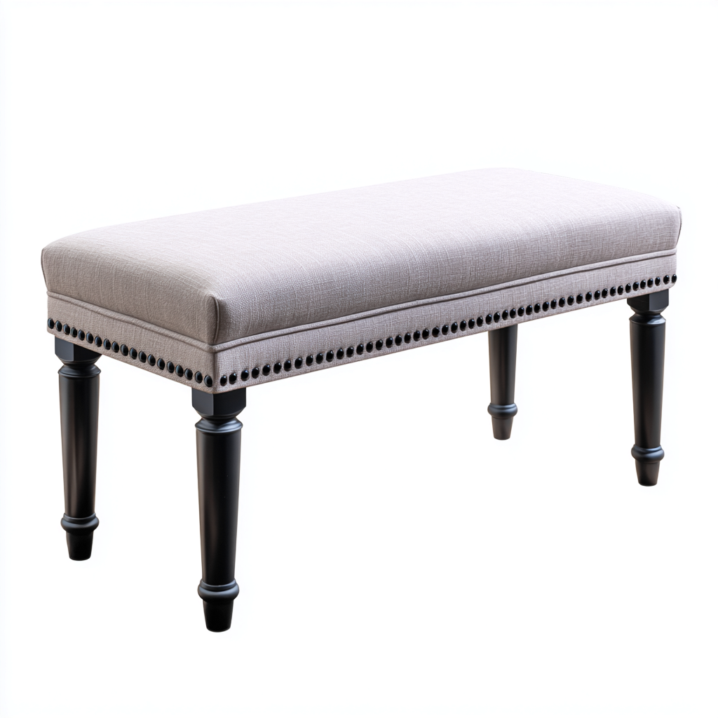 Banc de lit tissu 108x40x47 cm - gris - noir - adapté à la chambre - design classique-Dengetnest