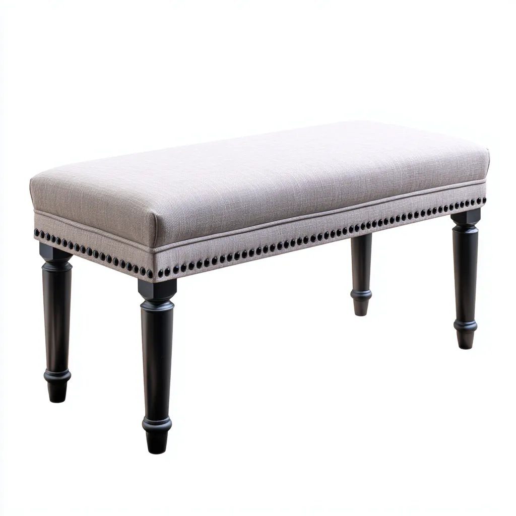 Banc de lit tissu 108x40x47 cm - gris - noir - adapté à la chambre - design classique-Dengetnest
