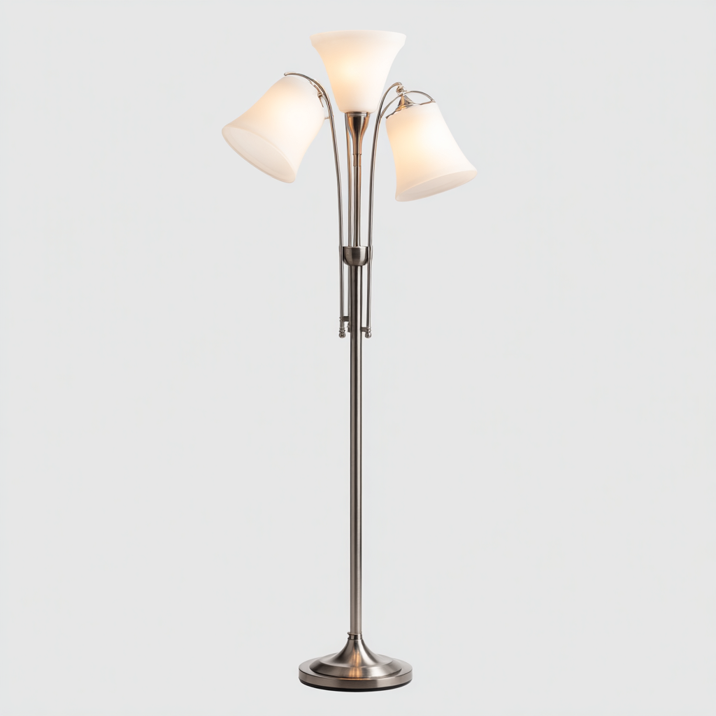 Lampadaire métal - verre 32x32x170 cm argent - blanc adapté pour salon design moderne-Dengetnest