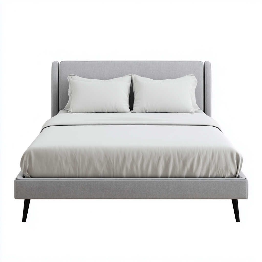 Lit double tissu 200x180x98 cm - gris - adapté à la chambre - design moderne-Dengetnest