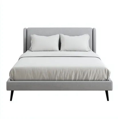 Lit double tissu 200x180x98 cm - gris - adapté à la chambre - design moderne-Dengetnest