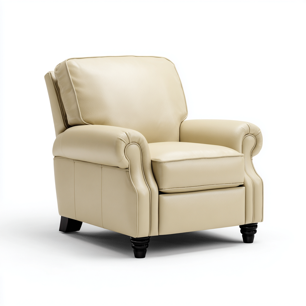 Fauteuil cuir 92x88x96 cm - beige - adapté au salon - style classique-Dengetnest