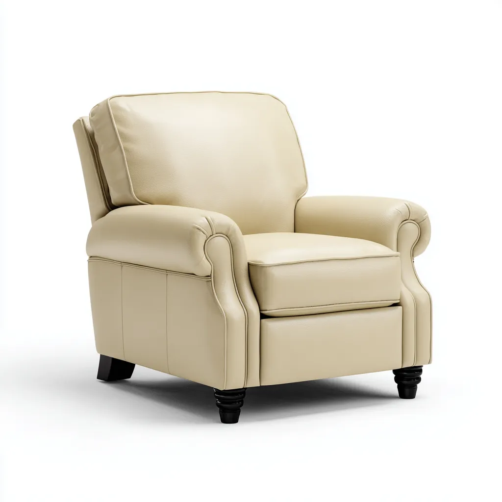 Fauteuil cuir 92x88x96 cm - beige - adapté au salon - style classique-Dengetnest