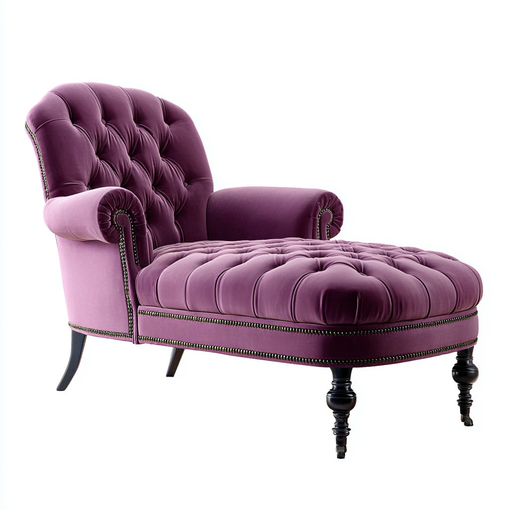 Chaise longue tissu velours 175x80x95 cm - violet - adapté au salon style classique-Dengetnest