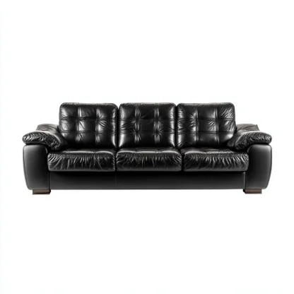 Canapé droit cuir 215x95x95 cm - noir - adapté au salon style moderne-Dengetnest