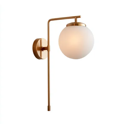 Applique murale métal - verre 16x20x48 cm - doré - blanc - pour salon chambre entrée design moderne-Dengetnest