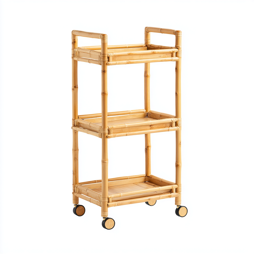 Desserte de cuisine bambou 45x30x85 cm - couleur naturel - style naturel - adapté à la cuisine - à trois niveaux-Dengetnest