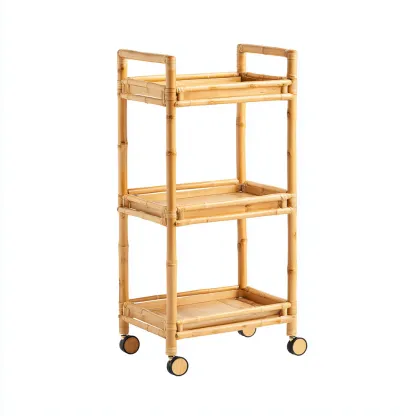 Desserte de cuisine bambou 45x30x85 cm - couleur naturel - style naturel - adapté à la cuisine - à trois niveaux-Dengetnest
