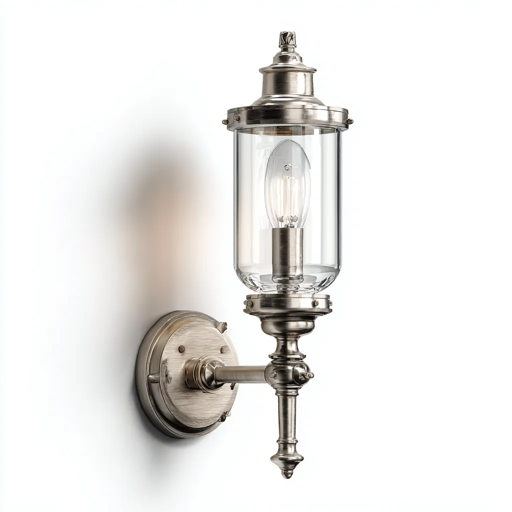 Applique murale métal - verre 15x18x40 cm - argent - transp - pour couloir salon entrée design classique-Dengetnest