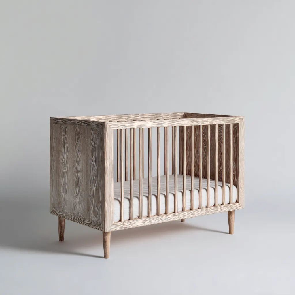 Lit bébé en bois 120x60x85 cm - bois naturel - style scandinave - avec barreaux de sécurité - adapté à la chambre-Dengetnest