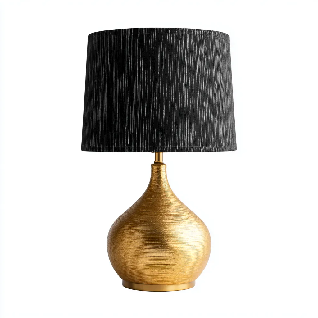 Lampe de table métal 27x27x45 cm - or - noir - adaptée au salon style moderne-Dengetnest