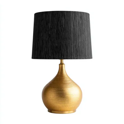 Lampe de table métal 27x27x45 cm - or - noir - adaptée au salon style moderne-Dengetnest