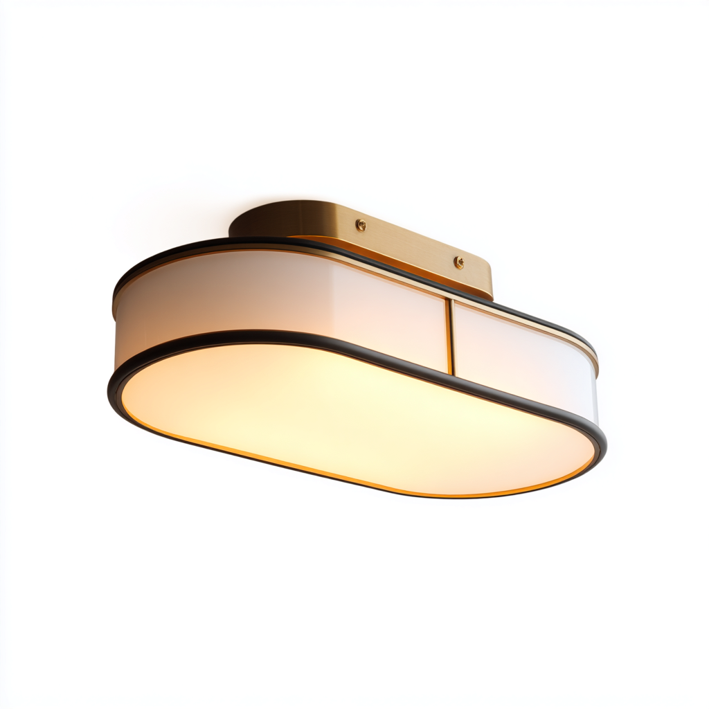 Plafonnier métal - verre 42x22x14 cm doré adapté pour salon design contemporain-Dengetnest