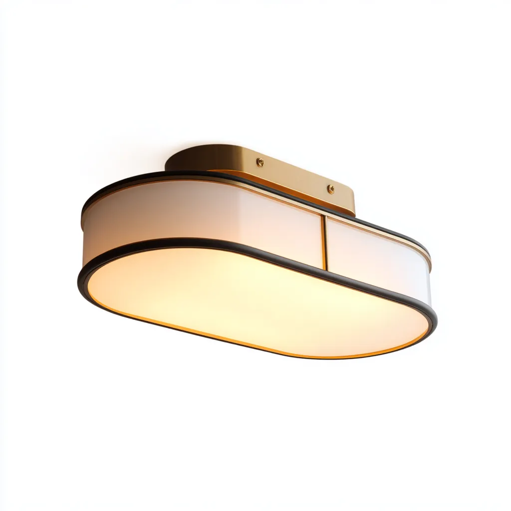 Plafonnier métal - verre 42x22x14 cm doré adapté pour salon design contemporain-Dengetnest