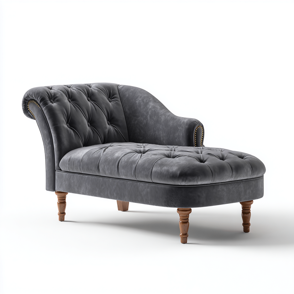 Chaise longue tissu 165x75x90 cm - gris - adapté au salon style classique-Dengetnest