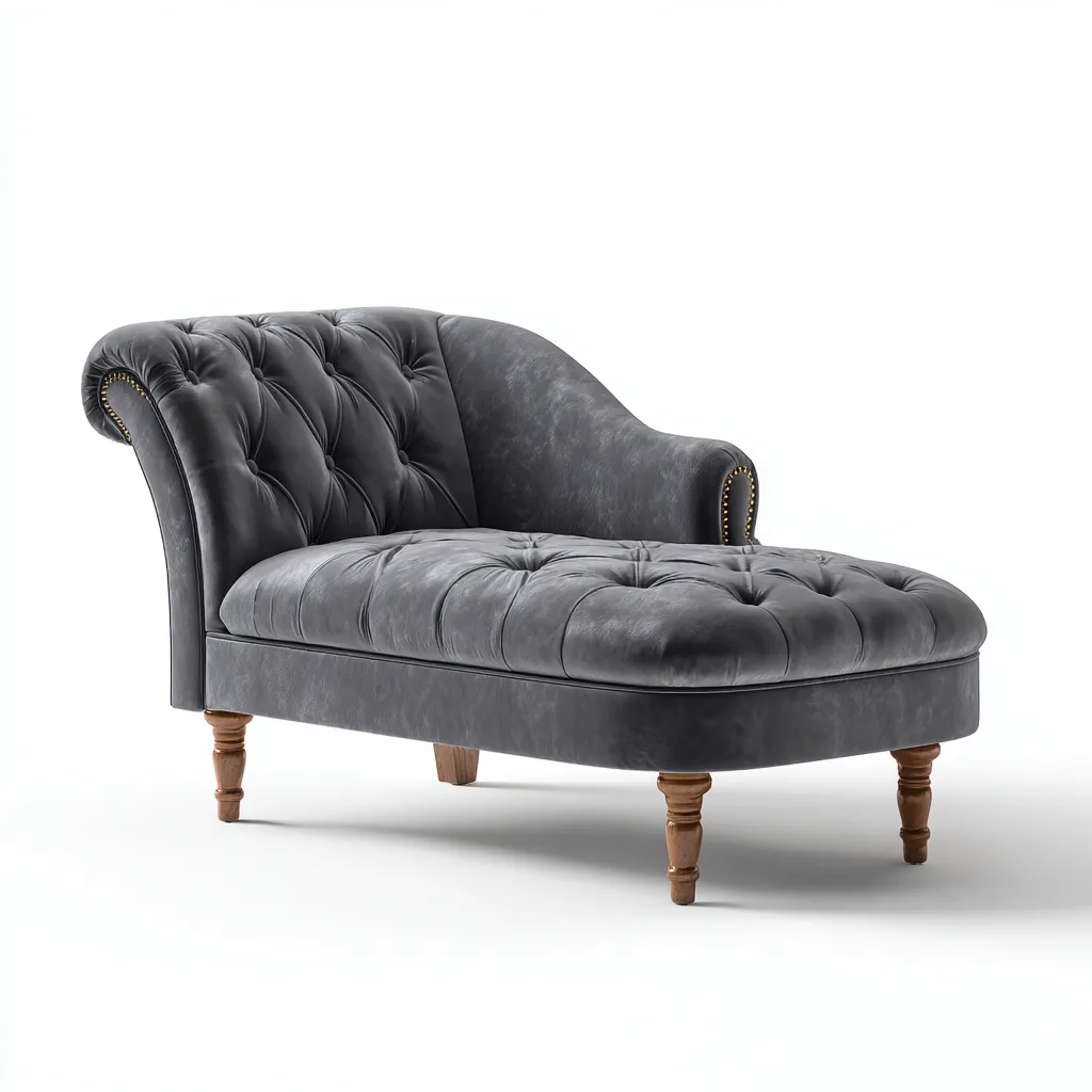 Chaise longue tissu 165x75x90 cm - gris - adapté au salon style classique-Dengetnest