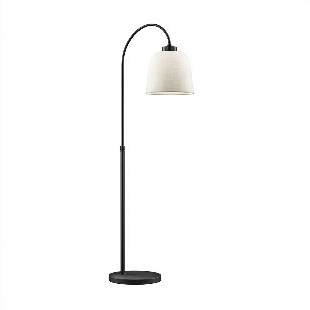 Lampadaire métal - tissu 38x25x165 cm noir - blanc adapté pour salon design moderne-Dengetnest