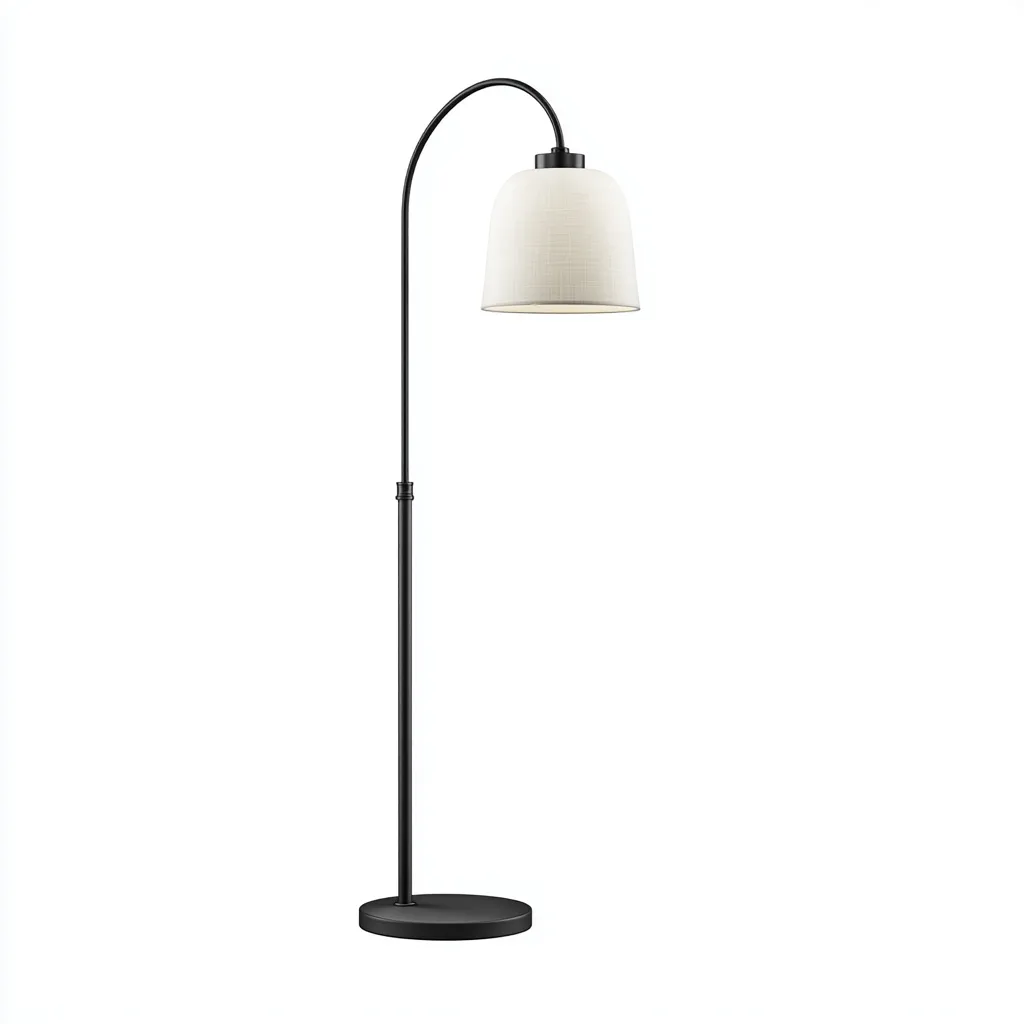 Lampadaire métal - tissu 38x25x165 cm noir - blanc adapté pour salon design moderne-Dengetnest