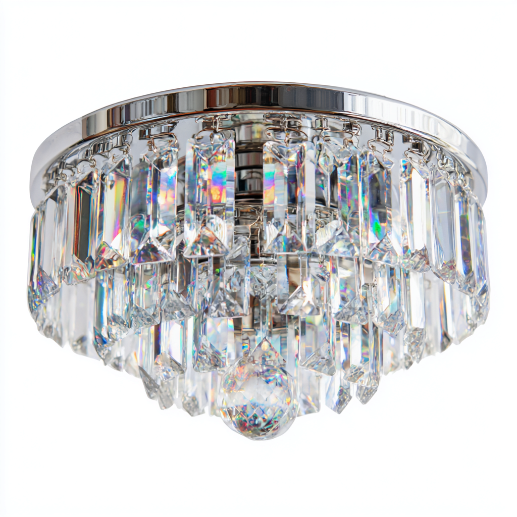 Plafonnier métal - verre 32x32x24 cm - argent - transparent - design cristal moderne adapté à l'intérieur-Dengetnest